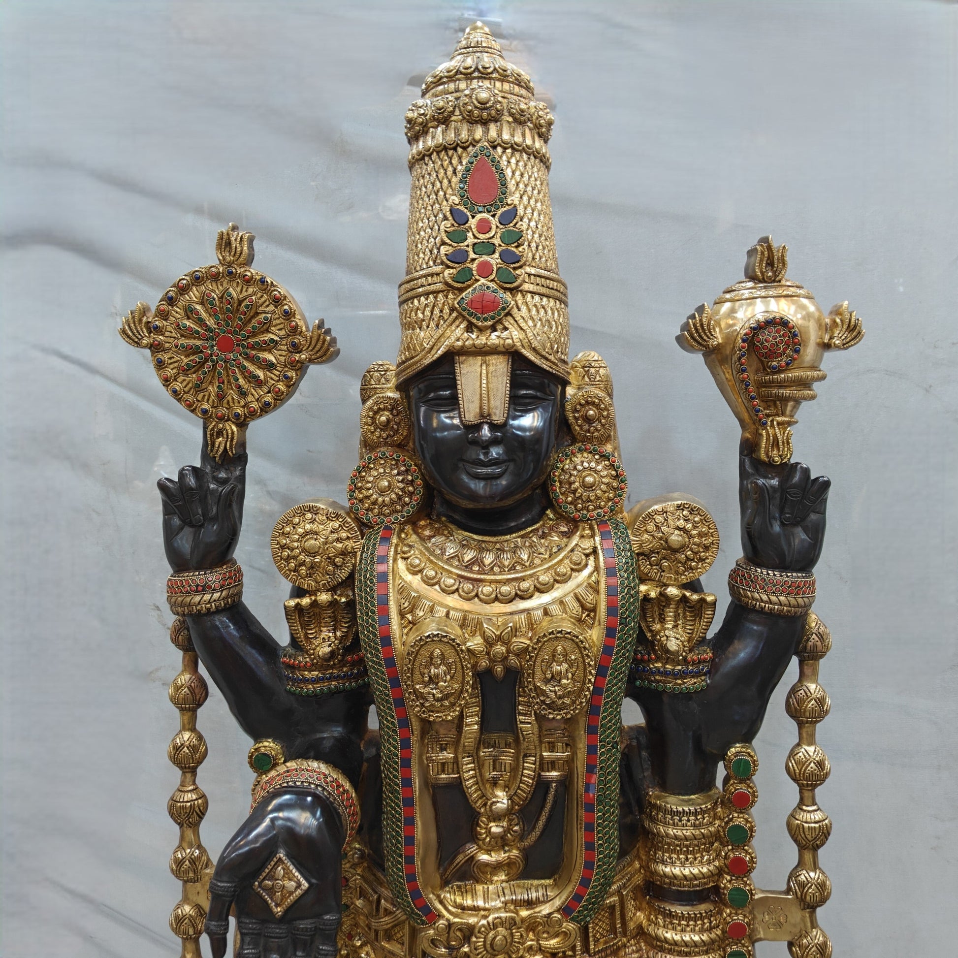 Brass Large Tirupati Balaji Idol Venkateshwara Swamy For Home Decor 6 Feet - Image 2