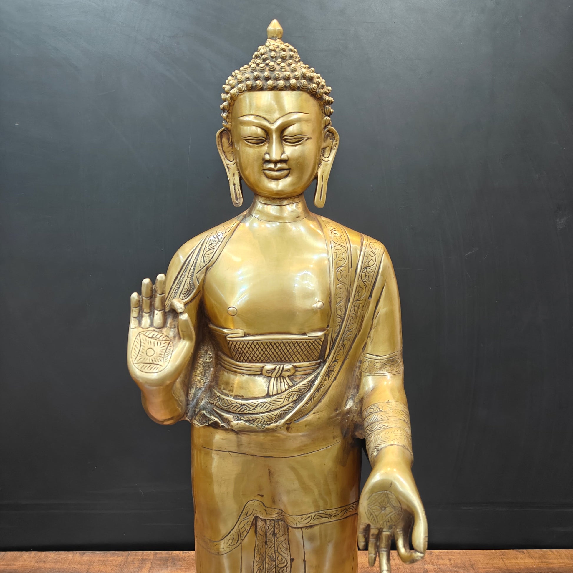 Brass Large Standing Blessing Buddha Statue For Home Decor 3 Feet - Image 2