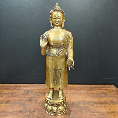 Brass Large Standing Blessing Buddha Statue For Home Decor 3 Feet by vendor-unknown - Buddha (View 3)