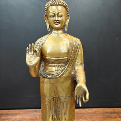 Brass Large Standing Blessing Buddha Statue For Home Decor 3 Feet by vendor-unknown - Buddha (View 6)