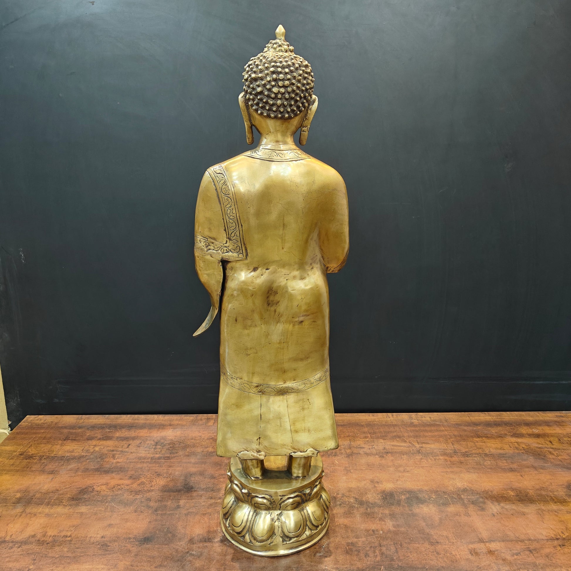 Brass Large Standing Blessing Buddha Statue For Home Decor 3 Feet - Image 8