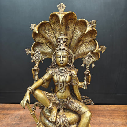 Brass Large Exclusive Vishnu Idol Sculpture Antique Finish 28 Inches by vendor-unknown - Hindu Gods (View 2)
