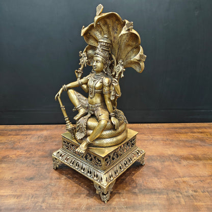 Brass Large Exclusive Vishnu Idol Sculpture Antique Finish 28 Inches by vendor-unknown - Hindu Gods (View 4)