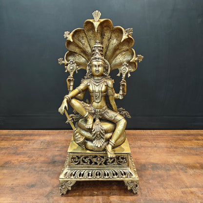 Brass Large Exclusive Vishnu Idol Sculpture Antique Finish 28 Inches by vendor-unknown - Hindu Gods (View 5)