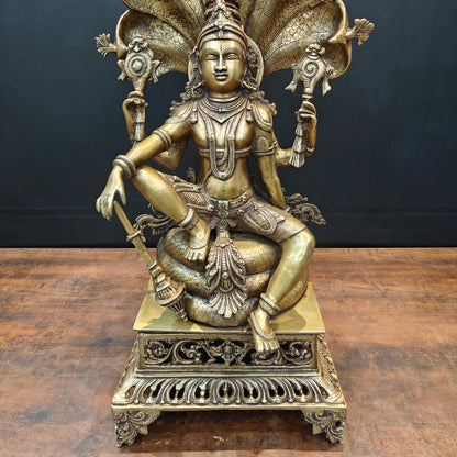 Brass Large Exclusive Vishnu Idol Sculpture Antique Finish 28 Inches by vendor-unknown - Hindu Gods (View 7)