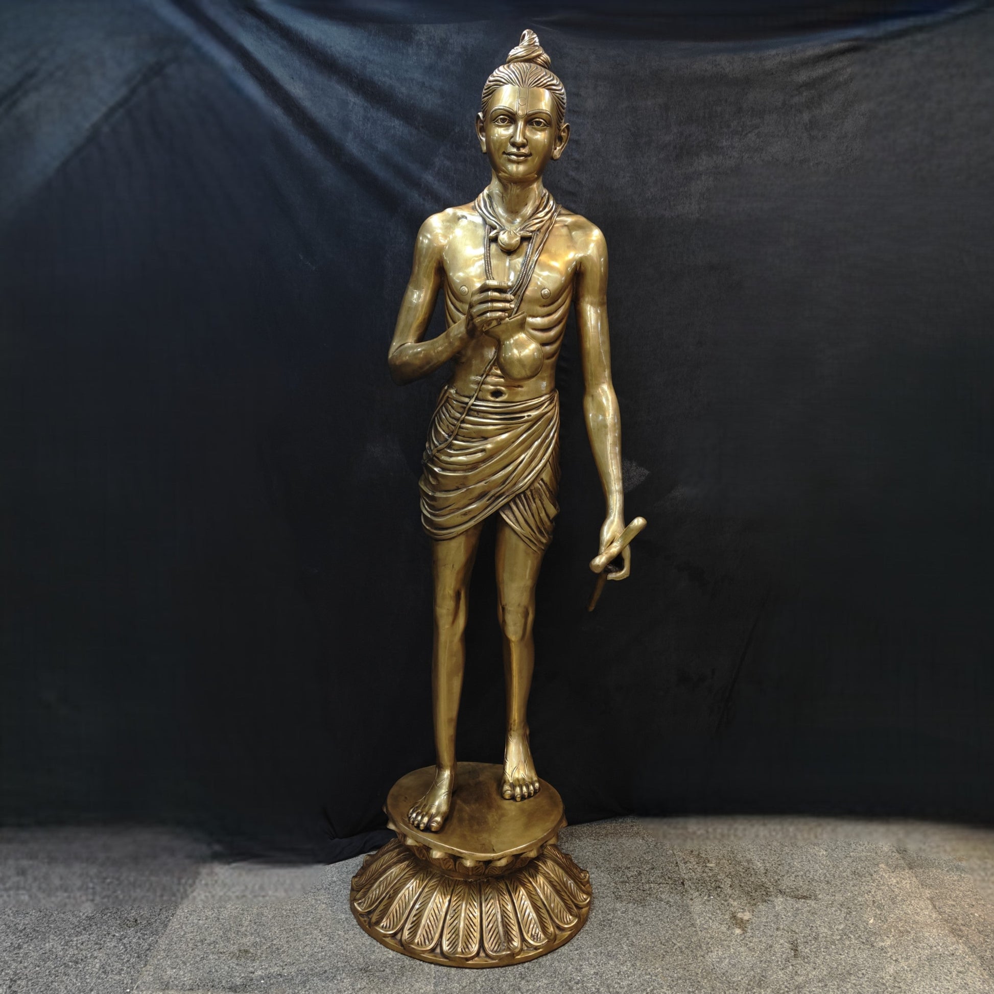 Brass Large Hindu Lord Swami Narayan Statue Nilkanth Varni 6.5 Feet - Image 3