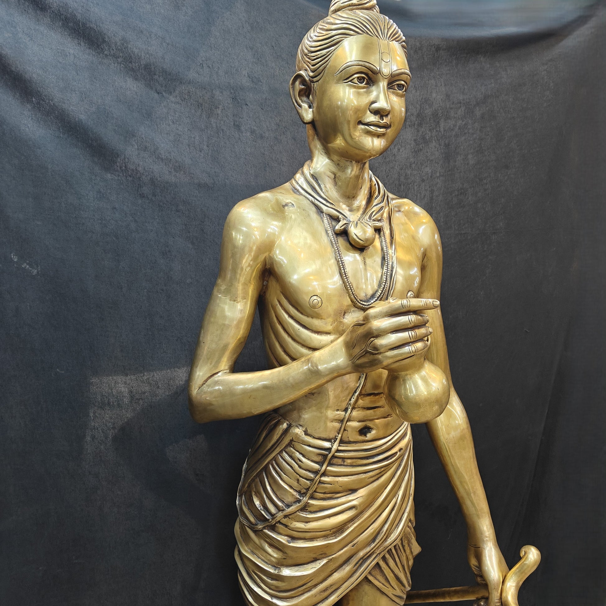 Brass Large Hindu Lord Swami Narayan Statue Nilkanth Varni 6.5 Feet - Image 4