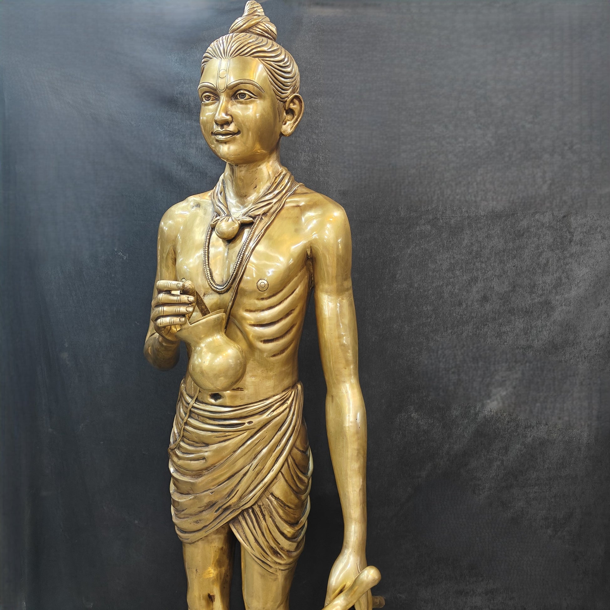 Brass Large Hindu Lord Swami Narayan Statue Nilkanth Varni 6.5 Feet - Image 5