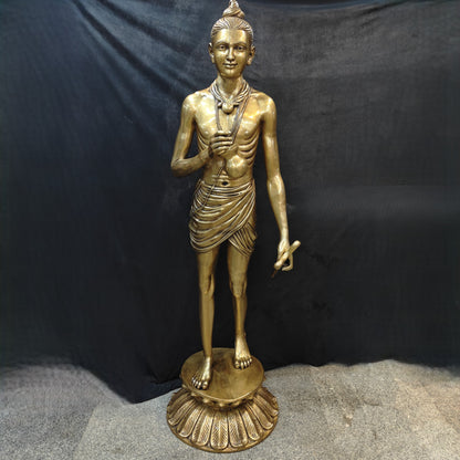 Brass Large Hindu Lord Swami Narayan Statue Nilkanth Varni 6.5 Feet by vendor-unknown - Hindu Gods (View 6)