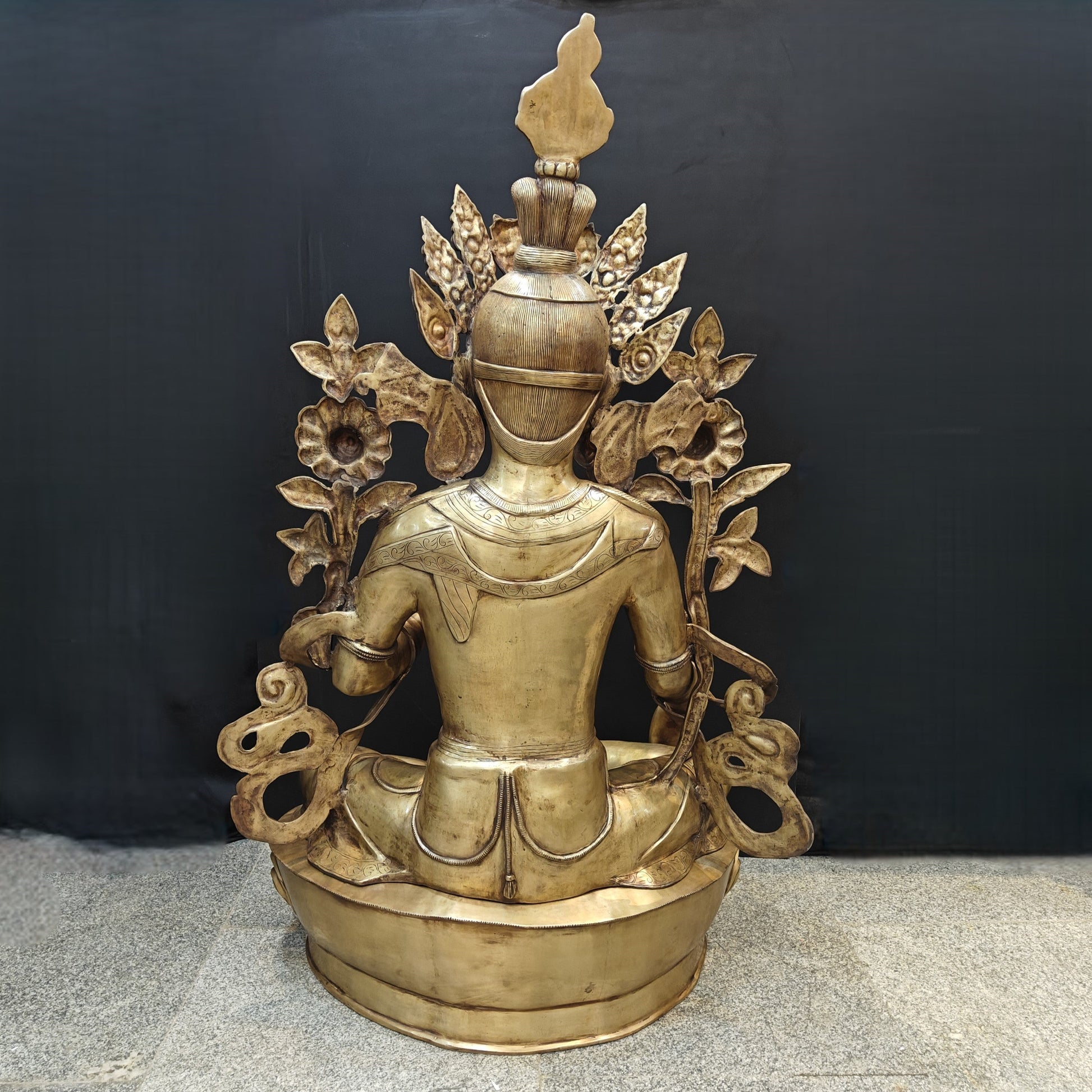 Brass Large Tibetan Buddhist Goddess Green Tara Antique Finish 5 Feet - Image 10