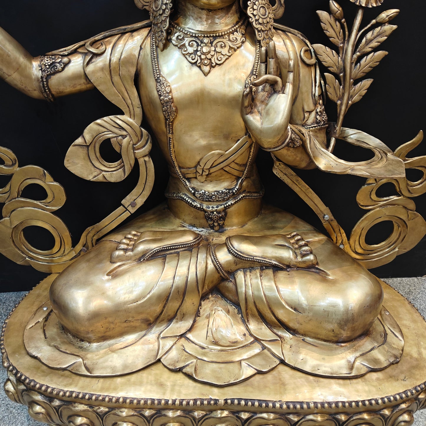 Brass Large Size Buddhism Goddess Manjushri Statue Tibetan Buddhist Deity 5.5 Feet