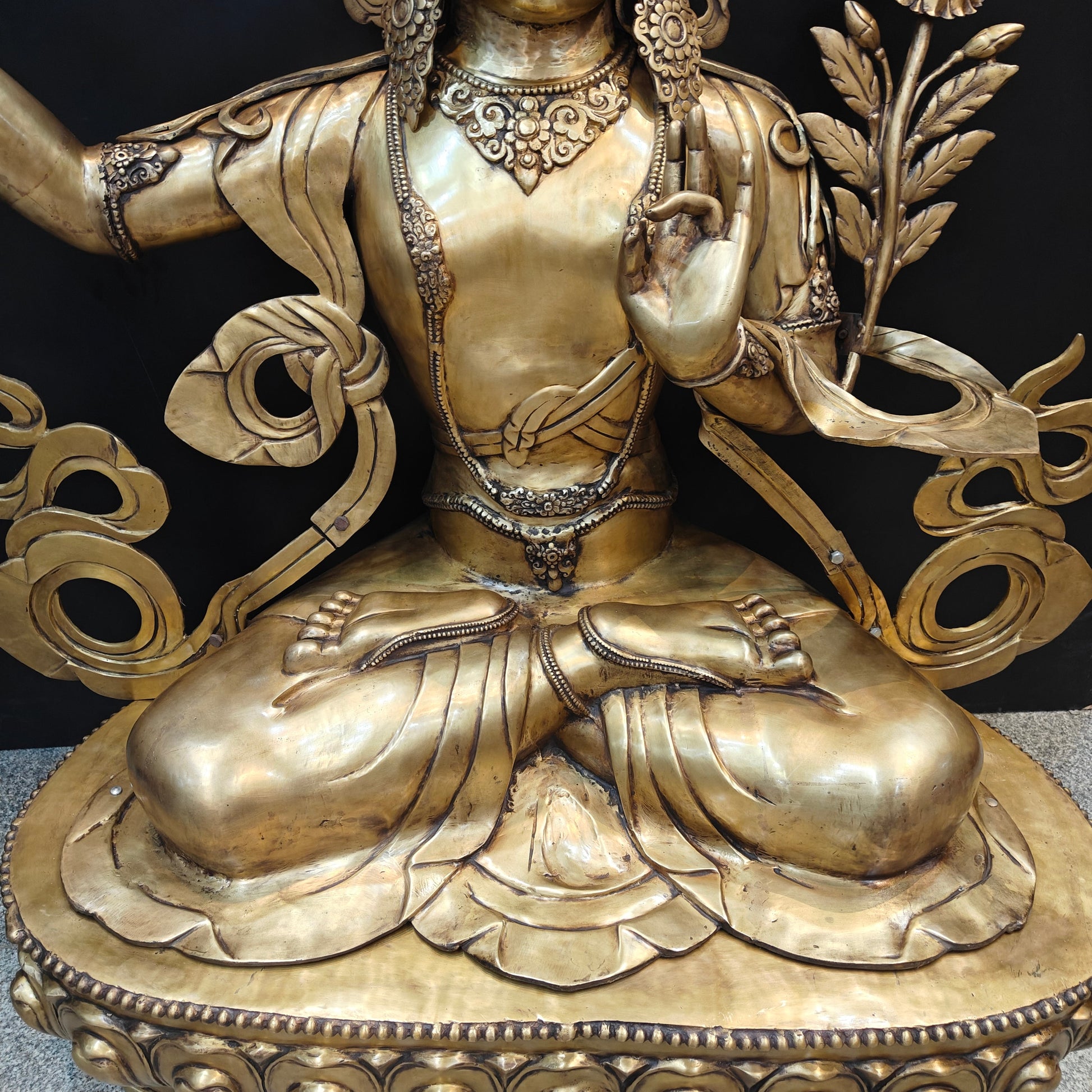 Brass Large Size Buddhism Goddess Manjushri Statue Tibetan Buddhist Deity 5.5 Feet - Image 7