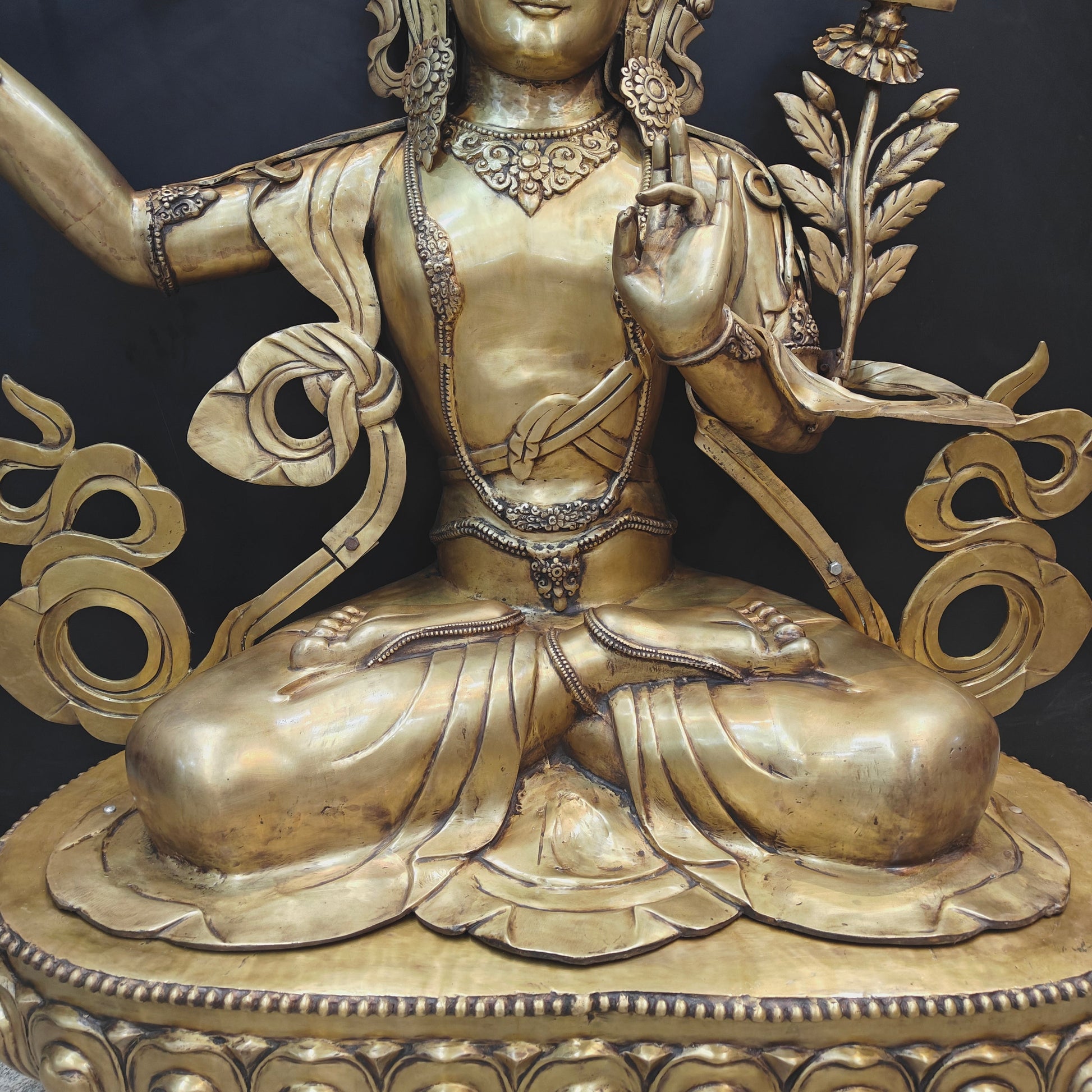 Brass Large Size Buddhism Goddess Manjushri Statue Tibetan Buddhist Deity 5.5 Feet - Image 10