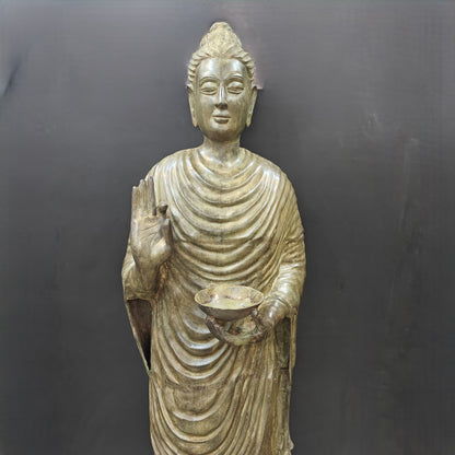 Brass Vintage Large Standing Buddha Statue Green Patina Finish 6.5 Feet by vendor-unknown - Buddha (View 2)