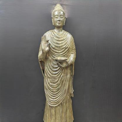 Brass Vintage Large Standing Buddha Statue Green Patina Finish 6.5 Feet by vendor-unknown - Buddha (View 3)