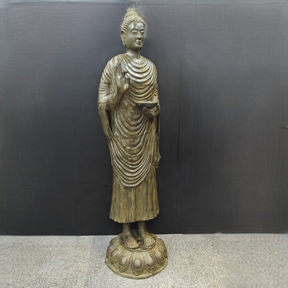 Brass Vintage Large Standing Buddha Statue Green Patina Finish 6.5 Feet by vendor-unknown - Buddha (View 5)