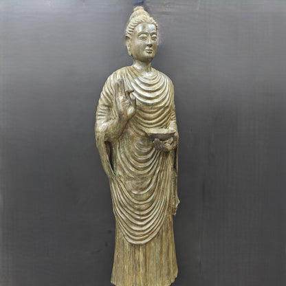 Brass Vintage Large Standing Buddha Statue Green Patina Finish 6.5 Feet by vendor-unknown - Buddha (View 6)