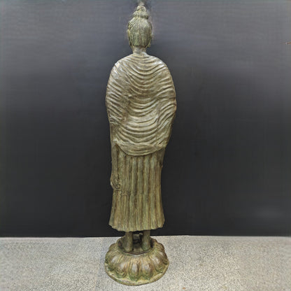 Brass Vintage Large Standing Buddha Statue Green Patina Finish 6.5 Feet by vendor-unknown - Buddha (View 9)