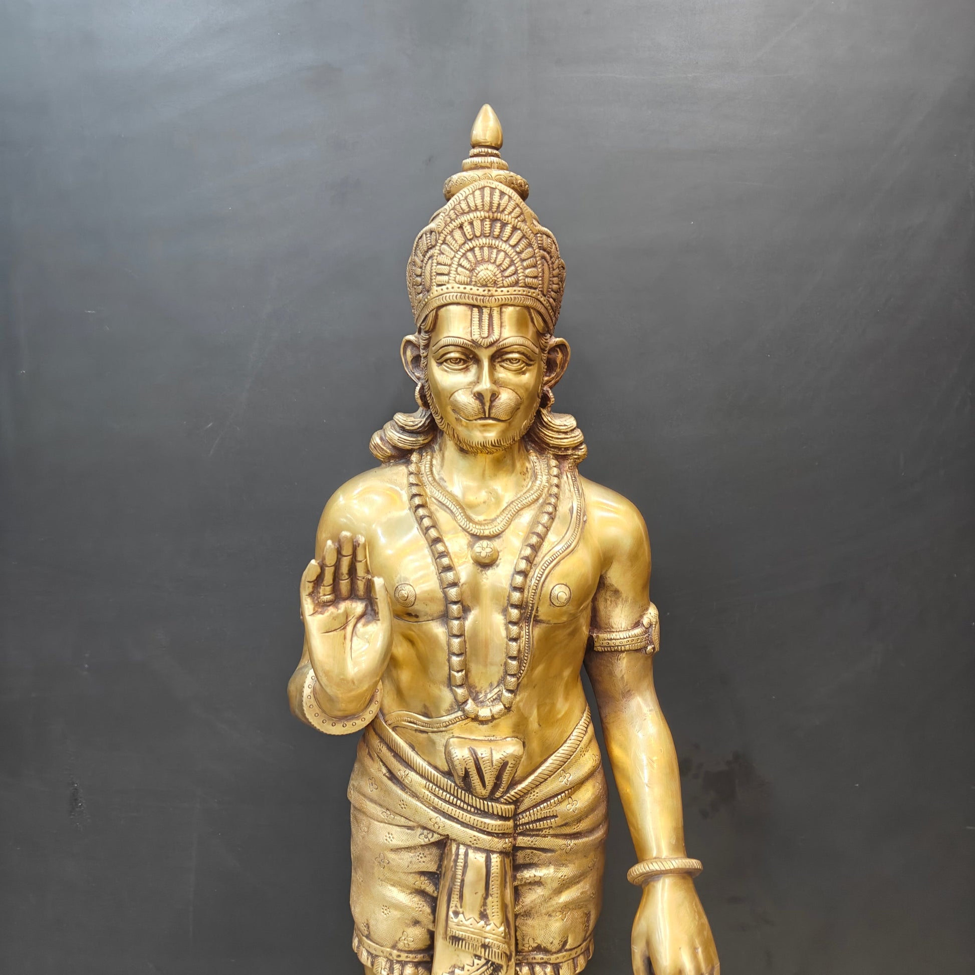 Brass Large Standing Hanuman Idol For Home Decor 4 Feet - Image 2