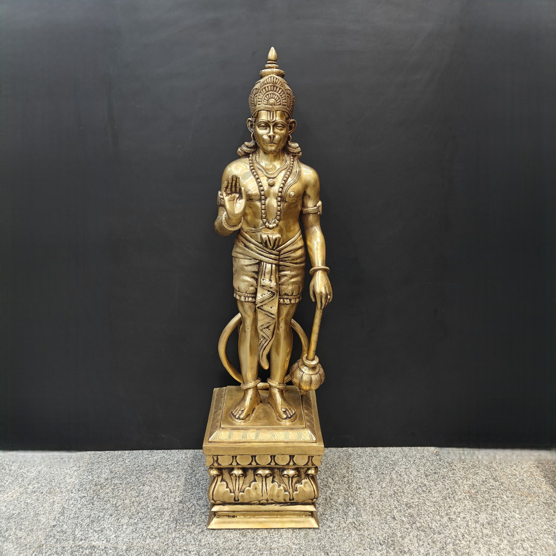 Brass Large Standing Hanuman Idol For Home Decor 4 Feet - Image 3