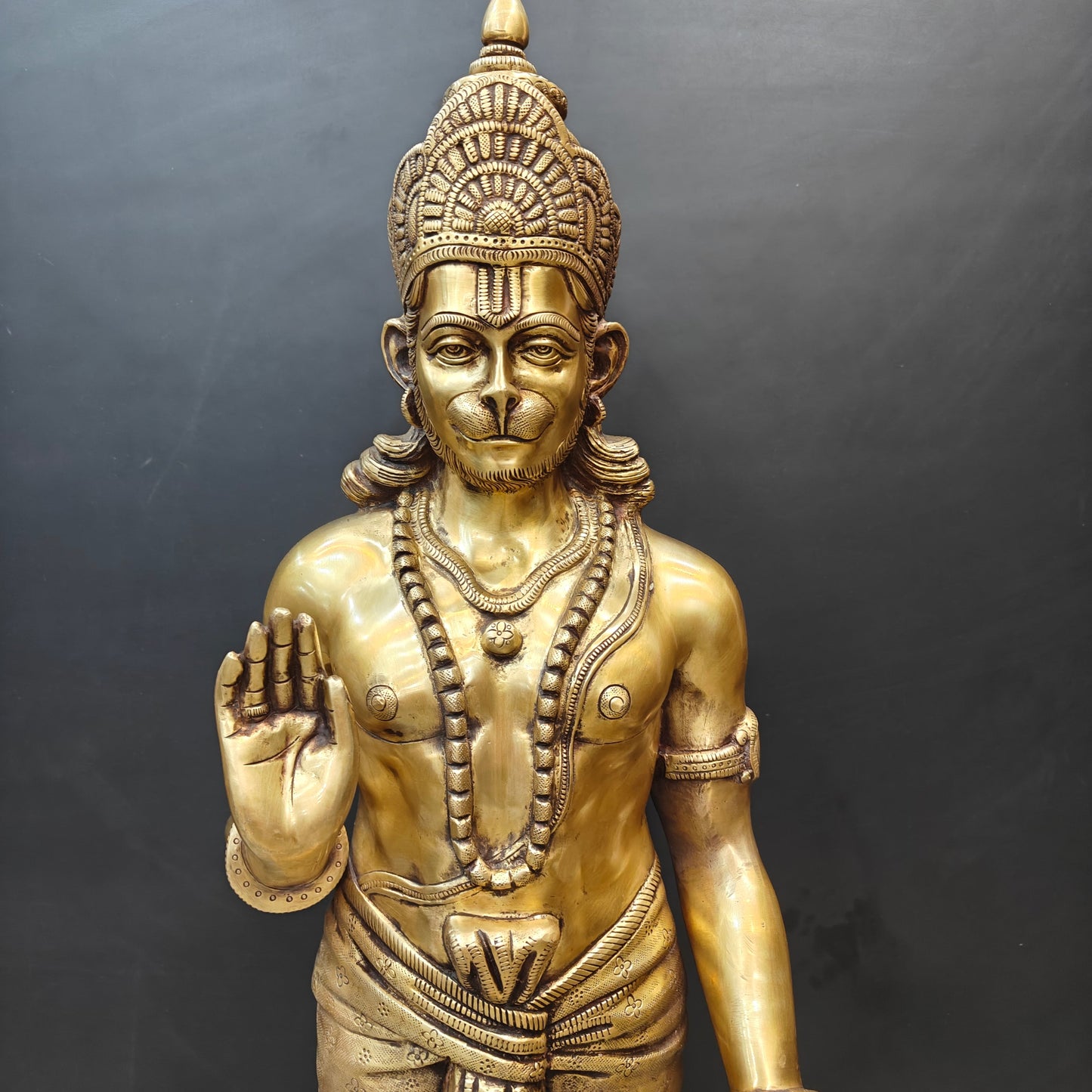 Brass Large Standing Hanuman Idol For Home Decor 4 Feet