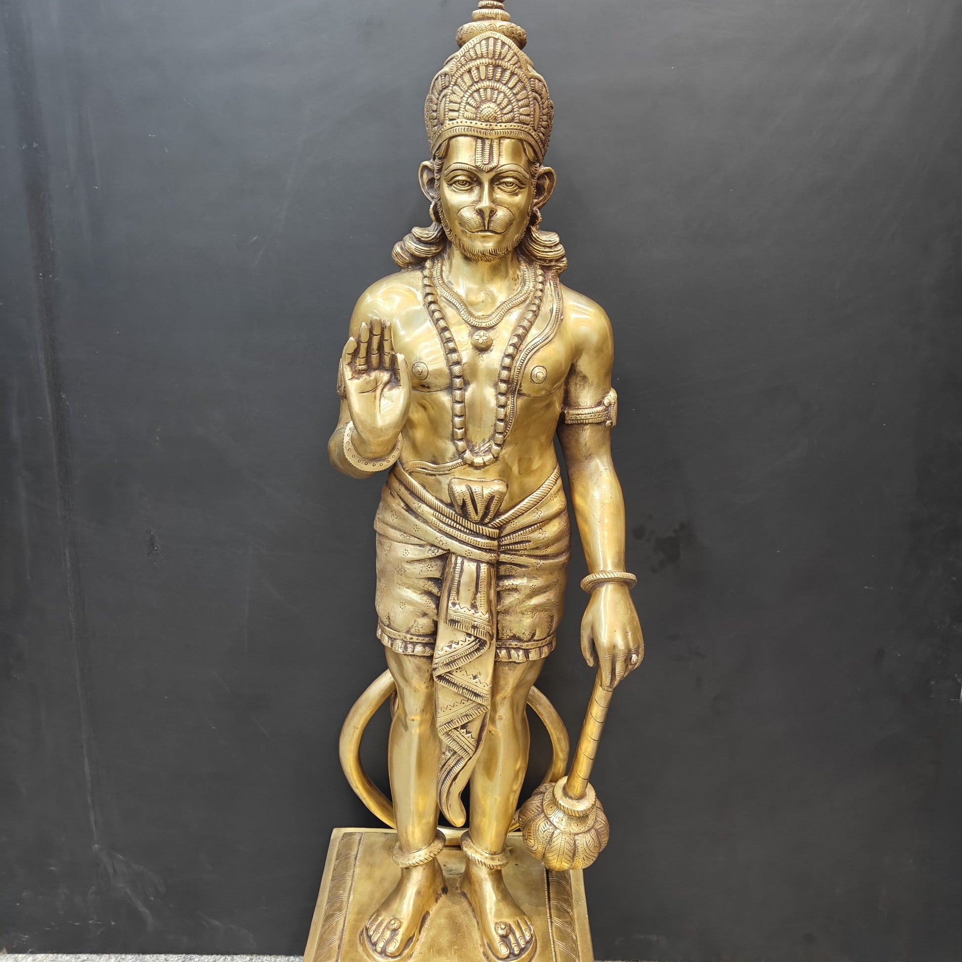 Brass Large Standing Hanuman Idol For Home Decor 4 Feet - Image 5