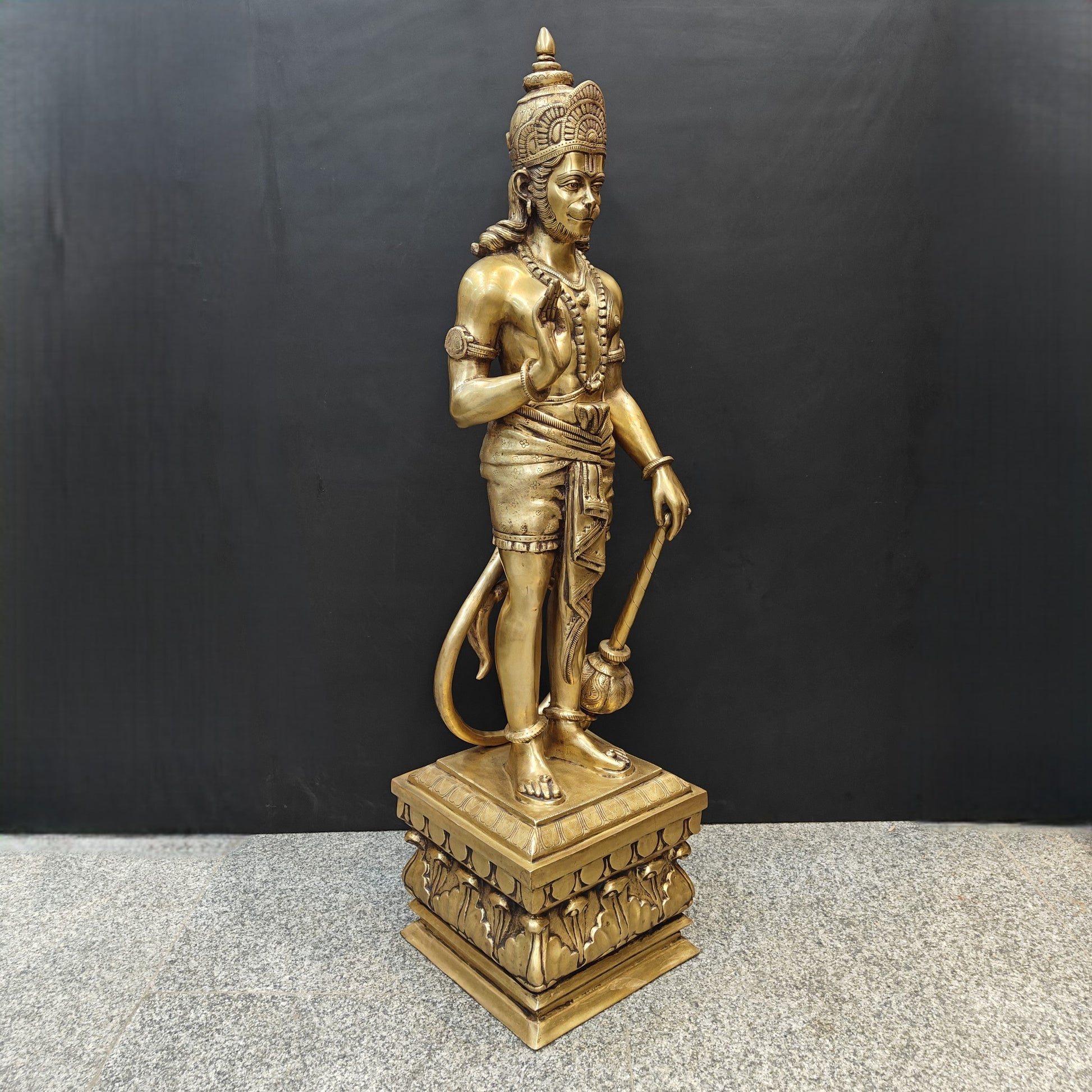 Brass Large Standing Hanuman Idol For Home Decor 4 Feet - Image 6
