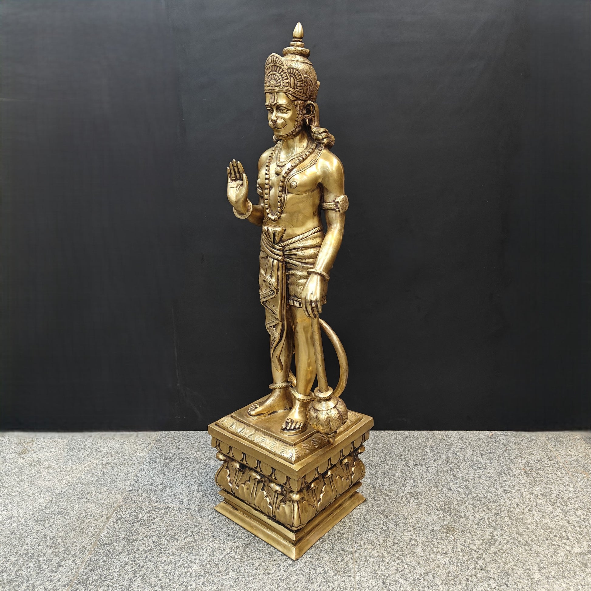 Brass Large Standing Hanuman Idol For Home Decor 4 Feet - Image 7