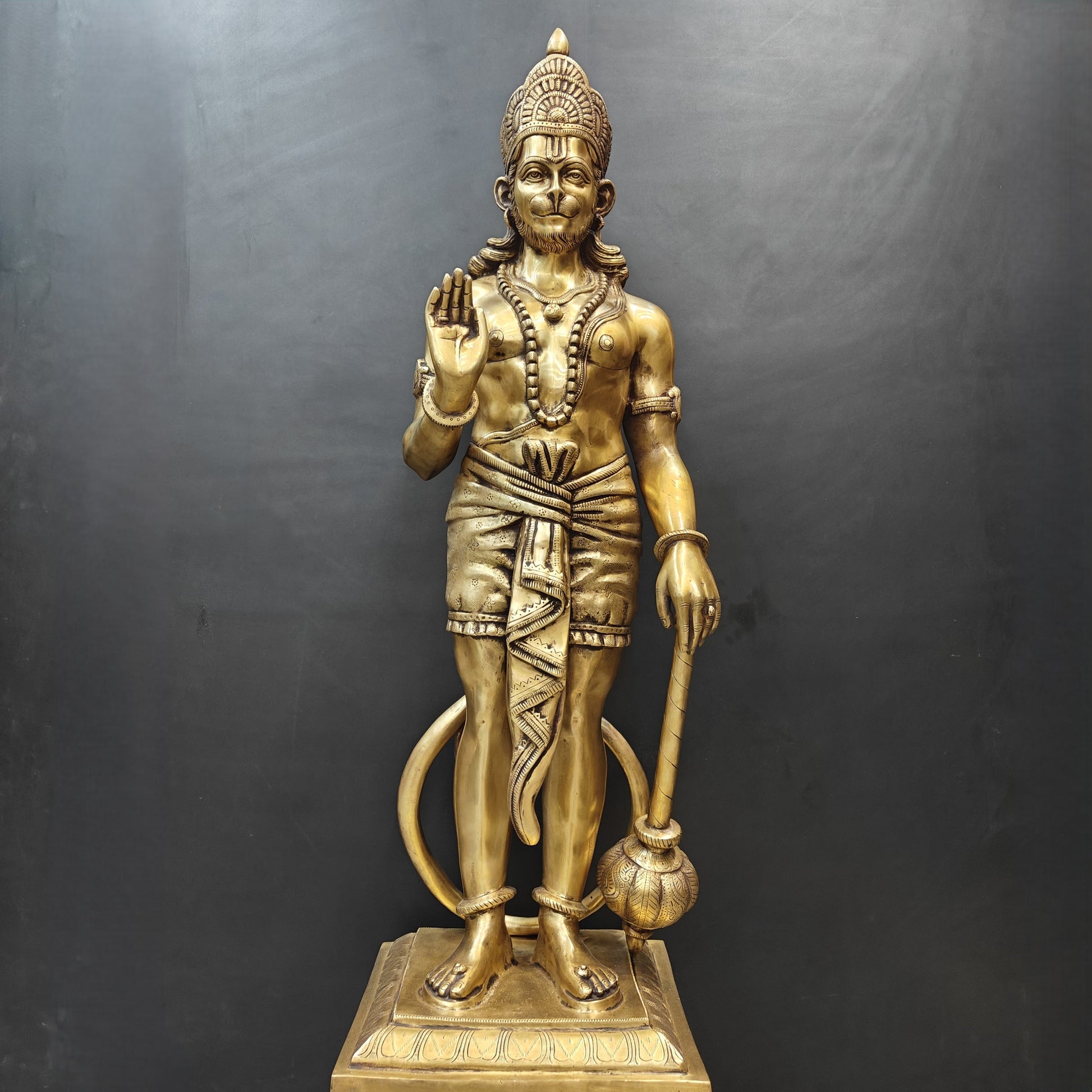 Brass Large Standing Hanuman Idol For Home Decor 4 Feet - Image 8