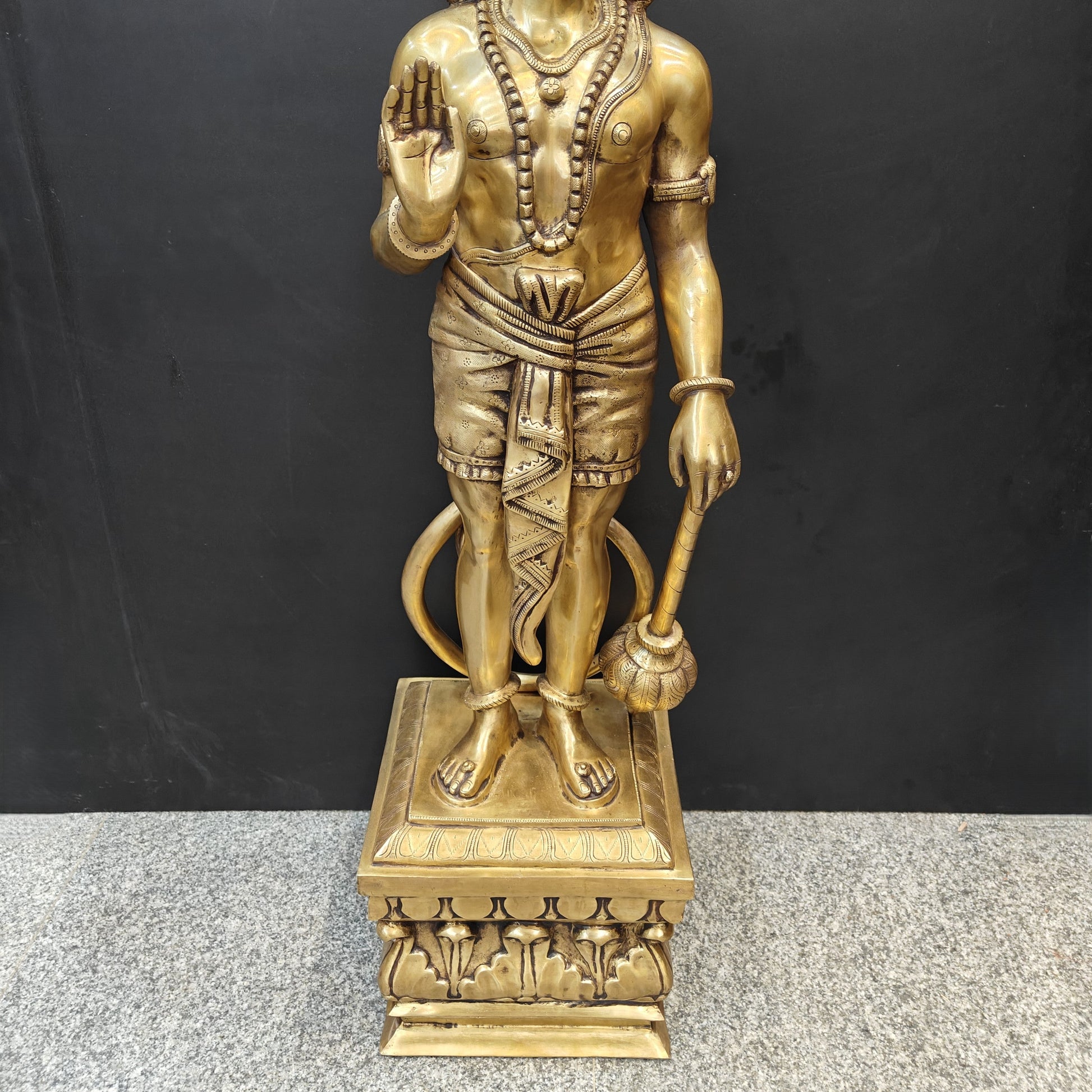 Brass Large Standing Hanuman Idol For Home Decor 4 Feet - Image 9