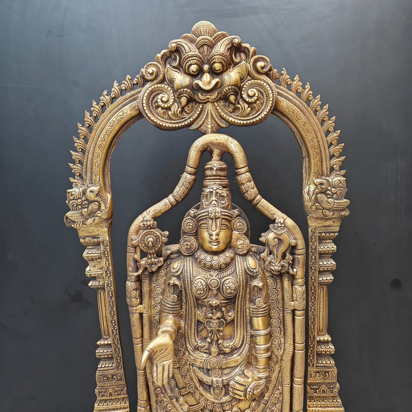 Brass Lord Tirupati Balaji Idol Venkateshwara Swamy Antique Finish 3 Feet