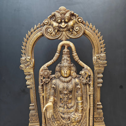 Brass Lord Tirupati Balaji Idol Venkateshwara Swamy Antique Finish 3 Feet by vendor-unknown - Hindu Gods (View 2)