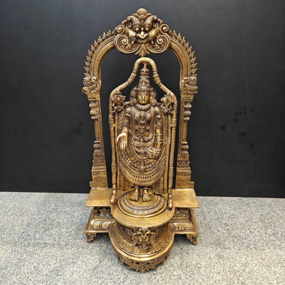Brass Lord Tirupati Balaji Idol Venkateshwara Swamy Antique Finish 3 Feet by vendor-unknown - Hindu Gods (View 3)