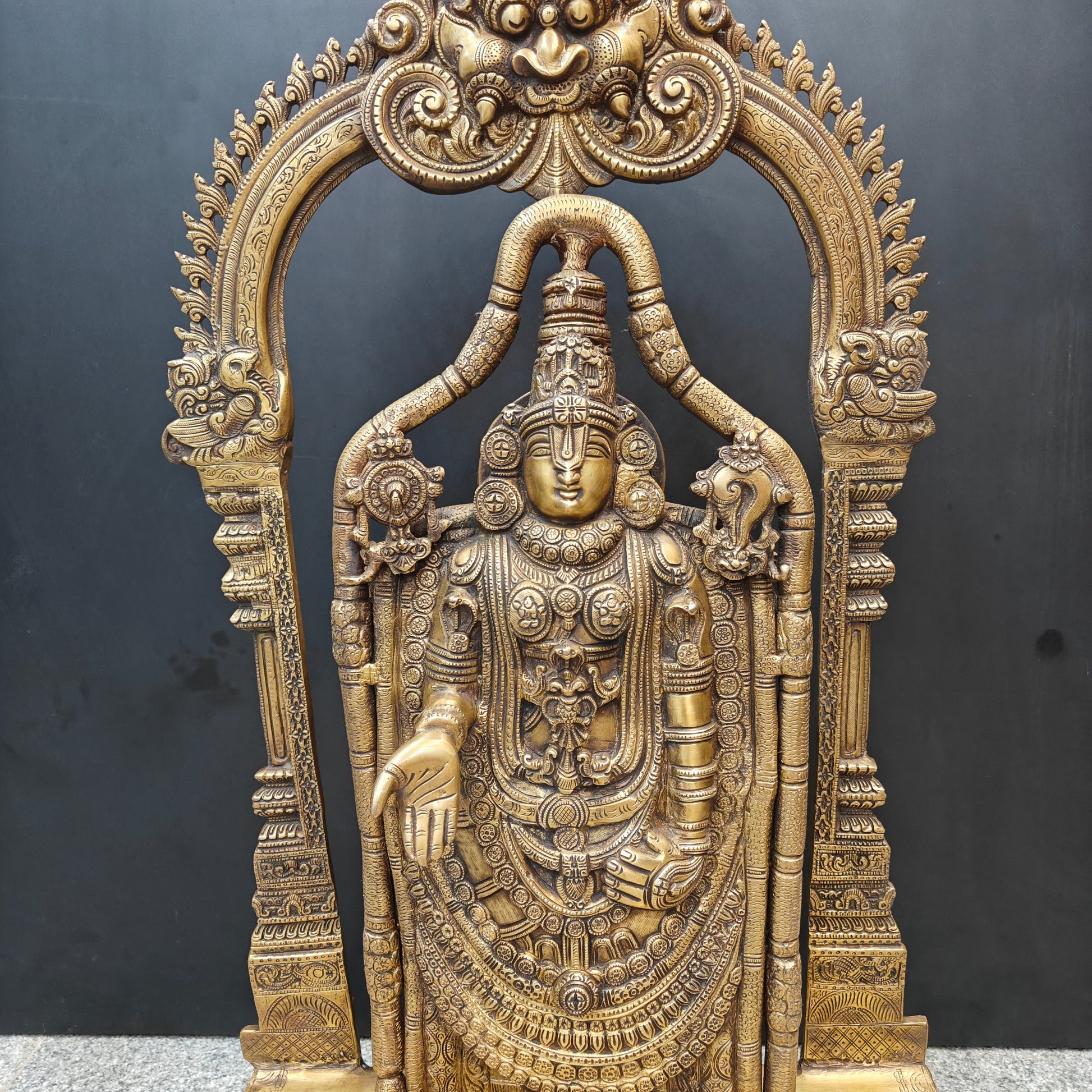 Brass Lord Tirupati Balaji Idol Venkateshwara Swamy Antique Finish 3 Feet - Image 4