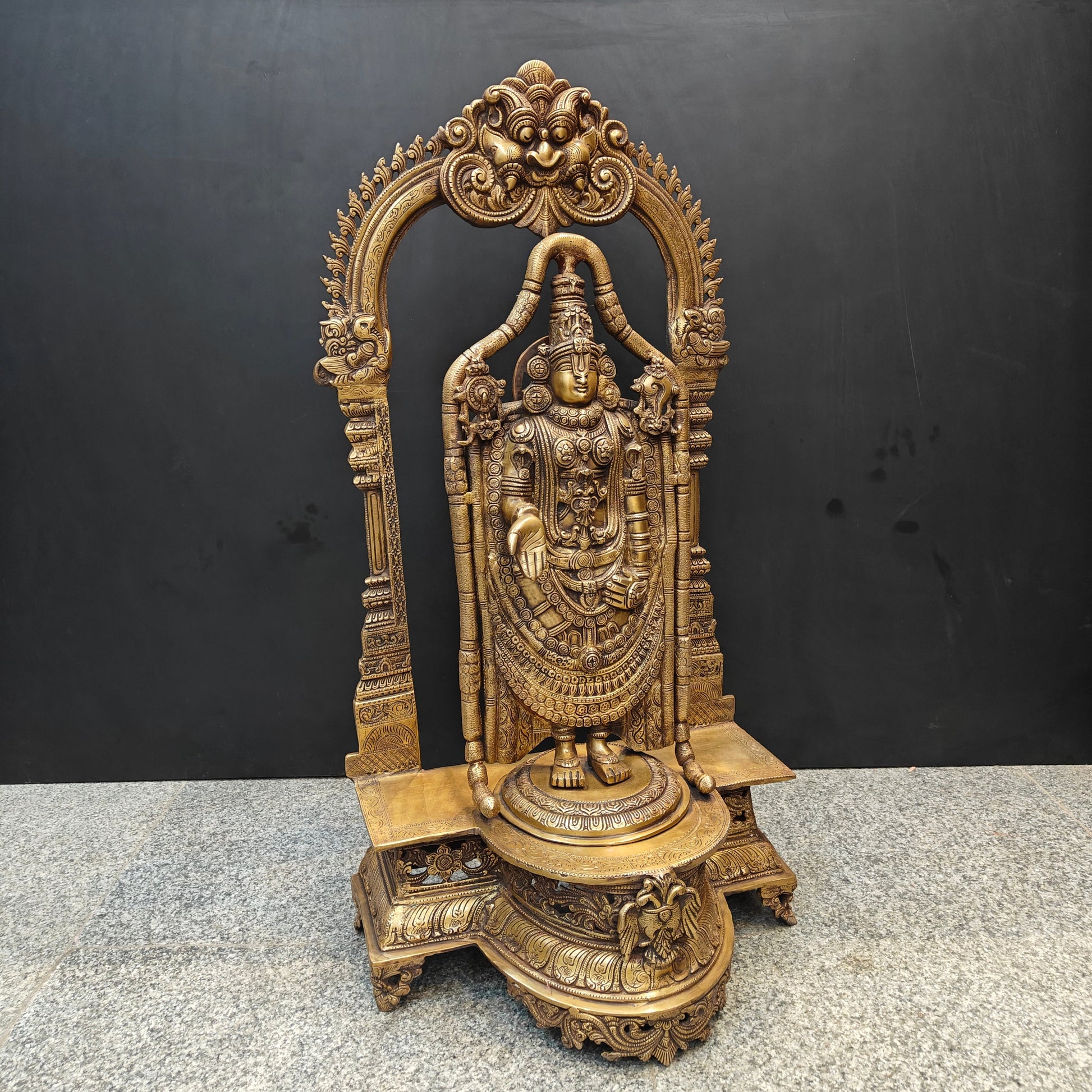 Brass Lord Tirupati Balaji Idol Venkateshwara Swamy Antique Finish 3 Feet - Image 5