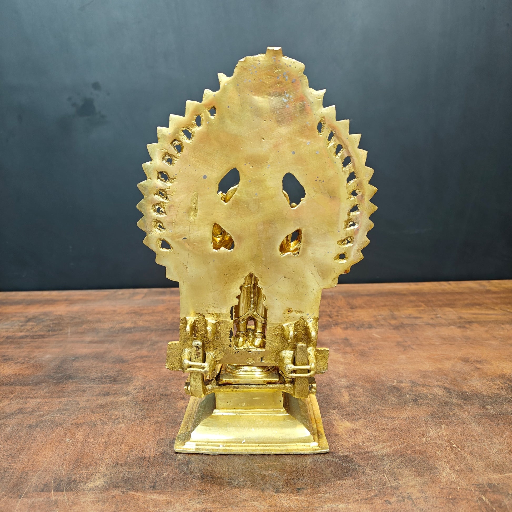 Brass Standing Ganesha Idol With Prabhavali Golden Finish 11 Inch - Image 5