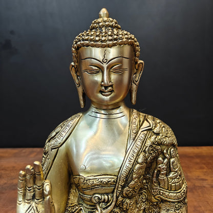 Brass Blessing Buddha Statue Antique Finish For Home Decor 11 Inch by vendor-unknown - Buddha (View 2)
