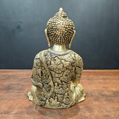 Brass Blessing Buddha Statue Antique Finish For Home Decor 11 Inch by vendor-unknown - Buddha (View 7)