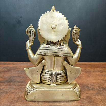 Brass Lord Ganesha Statue Antique Finish For Home Decor 11 Inch by vendor-unknown - Hindu Gods (View 6)