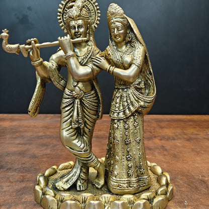 Brass Radha Krishna Idols For Home Temple Decor 10 Inch by vendor-unknown - Hindu Gods (View 5)
