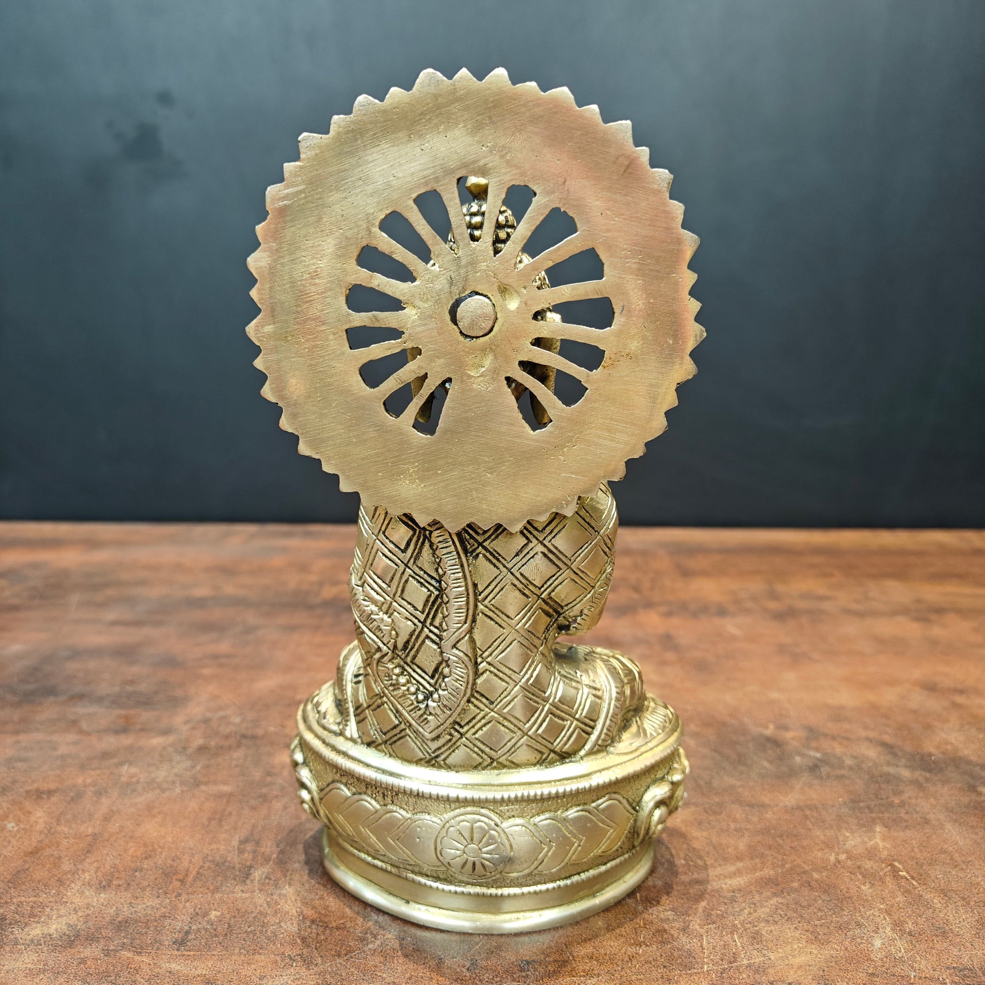 Brass Blessing Buddha Statue Antique Finish 9 Inch - Image 6