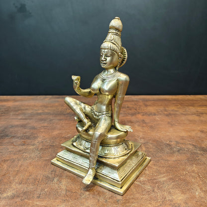 Brass Seated Parvati as Uma Devi Idol Antique Finish 8.5 Inch by vendor-unknown - Hindu Gods (View 4)