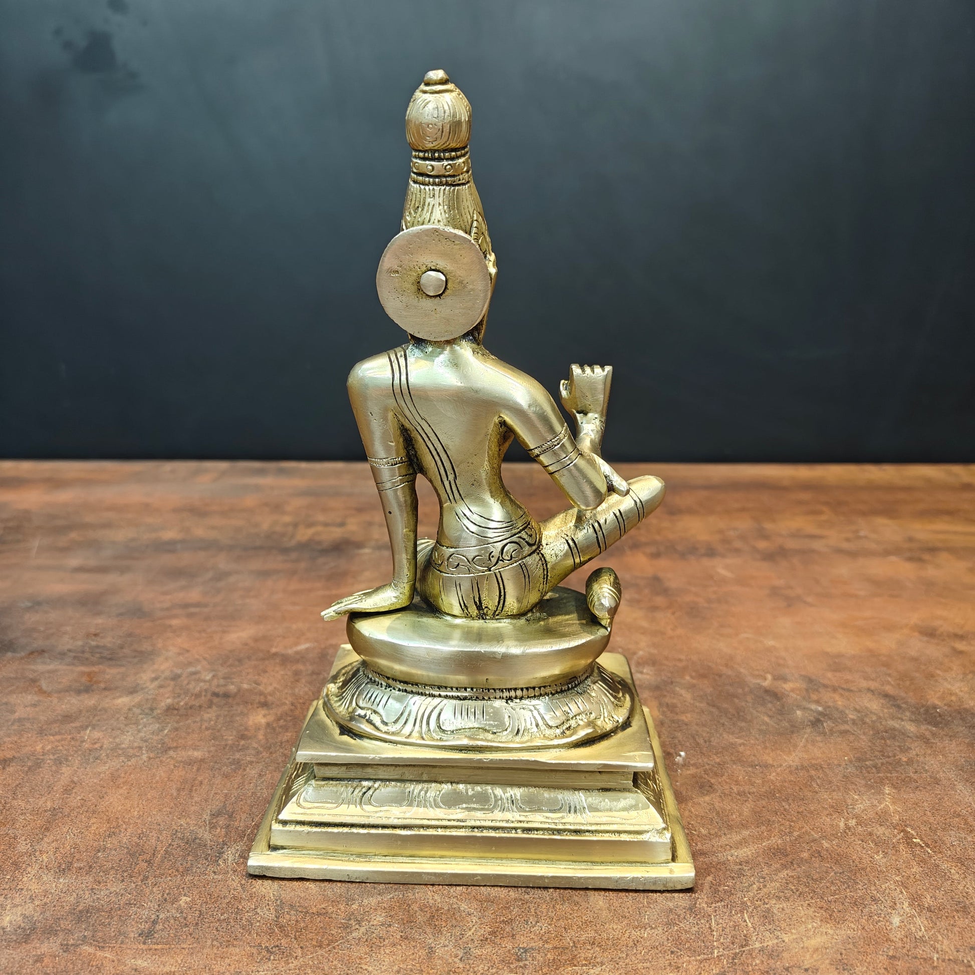Brass Seated Parvati as Uma Devi Idol Antique Finish 8.5 Inch - Image 5