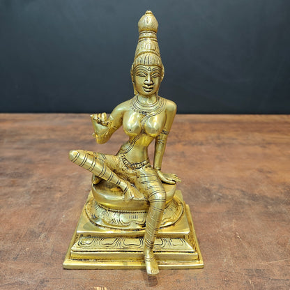 Brass Seated Parvati as Uma Devi Idol Golden Finish 8.5 Inch by vendor-unknown - Hindu Gods (View 2)