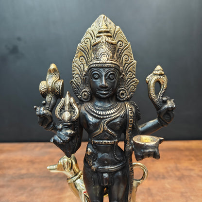 Brass Kaal Bhairava Statue With Dog Black Gold Finish 11 Inches by vendor-unknown - Hindu Gods (View 2)