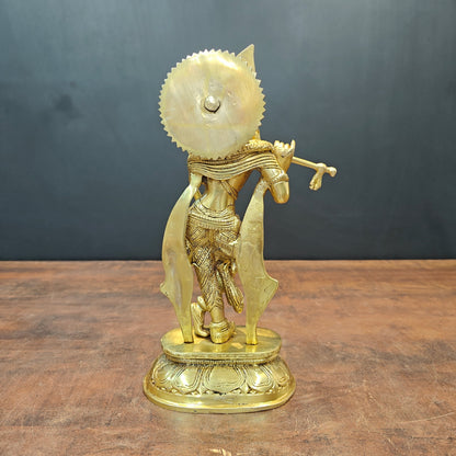 Brass Standing Krishna Idol Golden Finish For Home Decor 11.5 Inch by vendor-unknown - Hindu Gods (View 7)