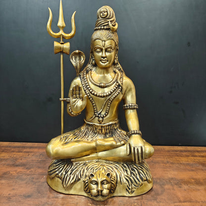 Brass Large Mahadev Lord Shiva Idol For Home Office Decor 3 Feet by vendor-unknown - Hindu Gods (View 3)