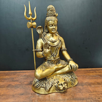 Brass Large Mahadev Lord Shiva Idol For Home Office Decor 3 Feet by vendor-unknown - Hindu Gods (View 4)