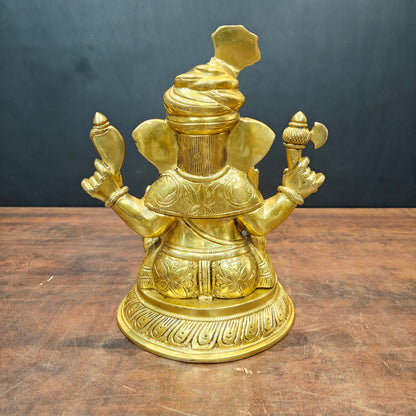 Brass Unique Ganesha Statue Golden Finish For Home Decor 11 Inch by vendor-unknown - Hindu Gods (View 5)