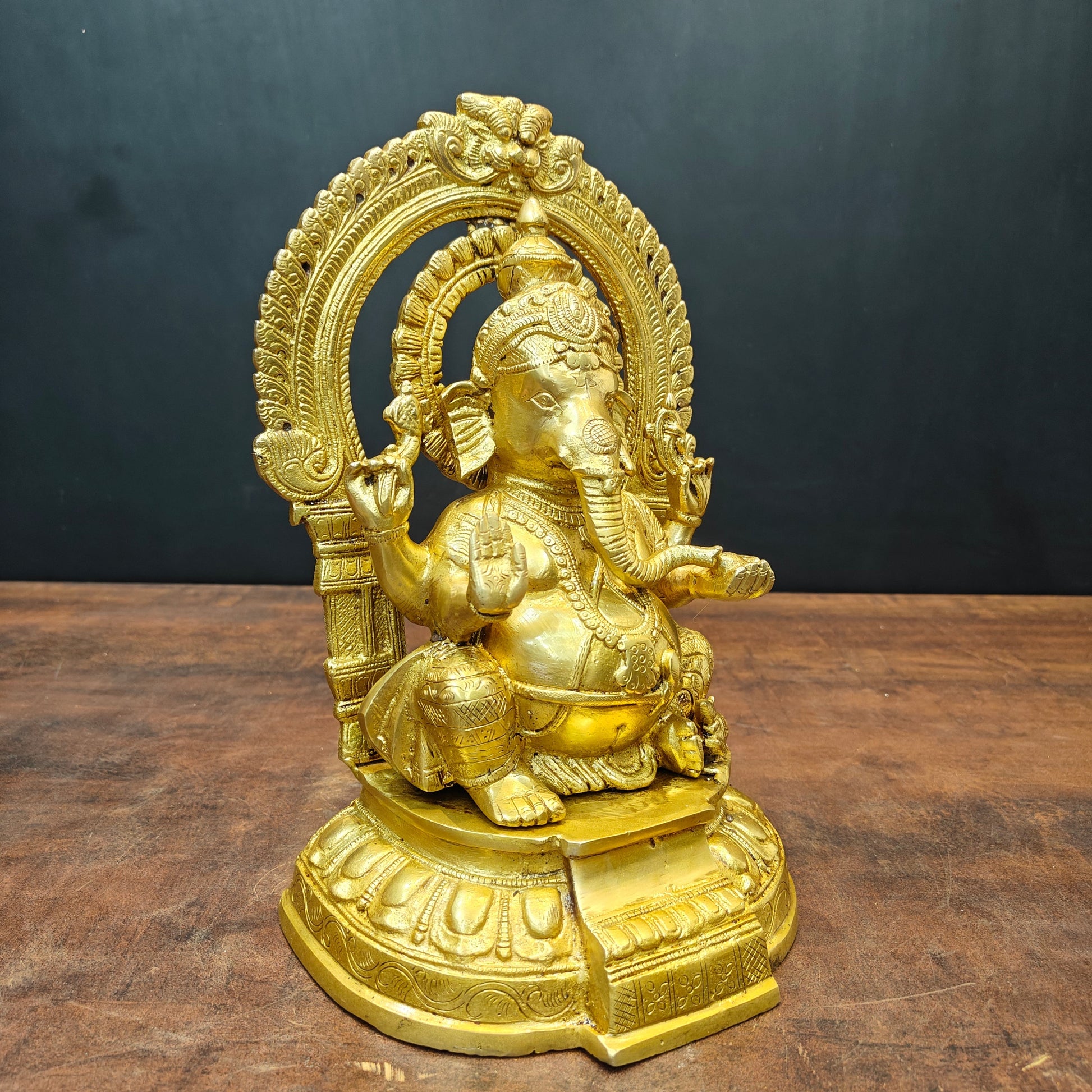Brass Lord Ganesha Statue Golden Finish 11 Inch - Image 3